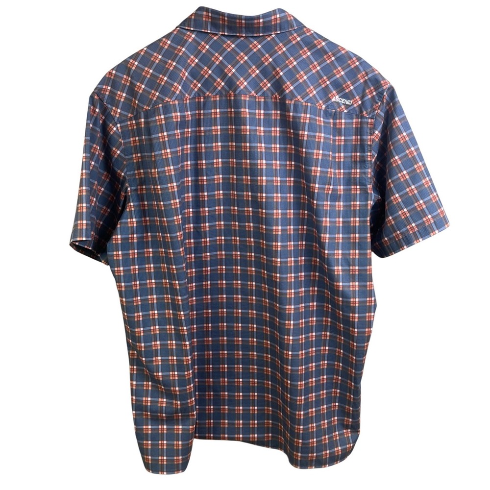 Set 2 Ascend Blue Cream Multicolored Check Short Sleeve Button Shirt Size XL - Picture 4 of 12